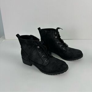 Report Black Suede-Like Combat Style Boots Size 7 1/2